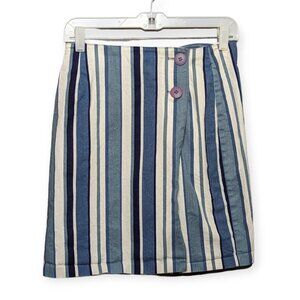 Vintage MixIt Blue & White Striped Wrap Skirt Juniors Size 9/10